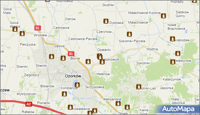 mapa Maszkowice gmina Ozorków, Maszkowice gmina Ozorków na mapie Targeo