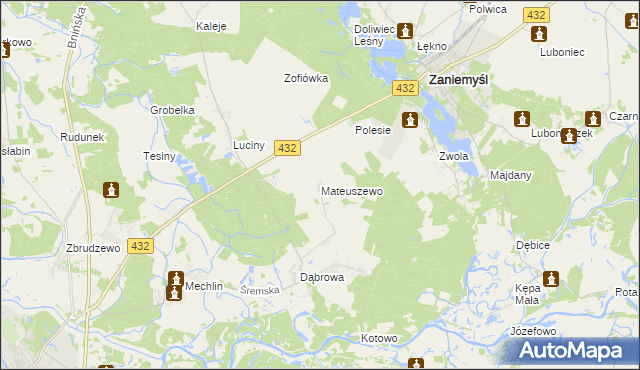 mapa Mateuszewo, Mateuszewo na mapie Targeo