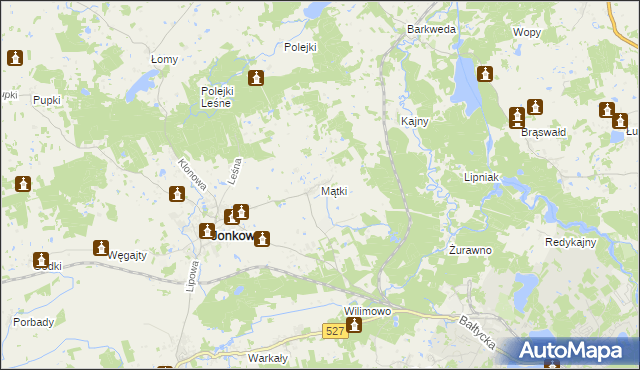 mapa Mątki gmina Jonkowo, Mątki gmina Jonkowo na mapie Targeo