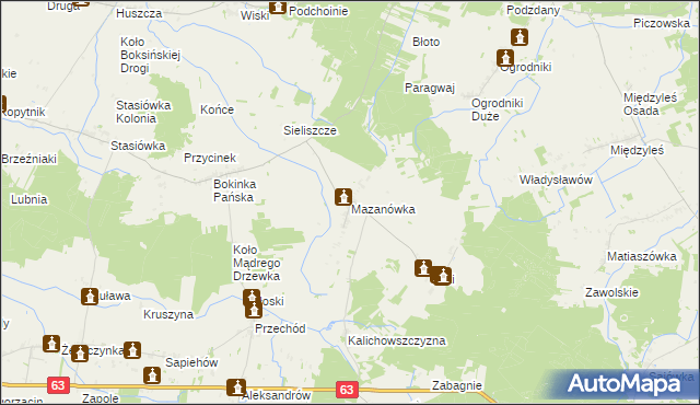 mapa Mazanówka, Mazanówka na mapie Targeo