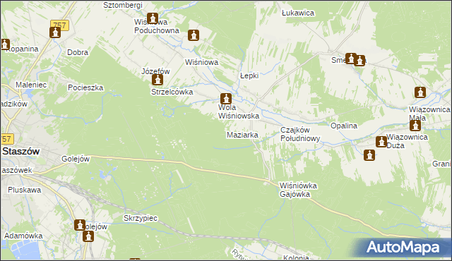 mapa Maziarka gmina Staszów, Maziarka gmina Staszów na mapie Targeo