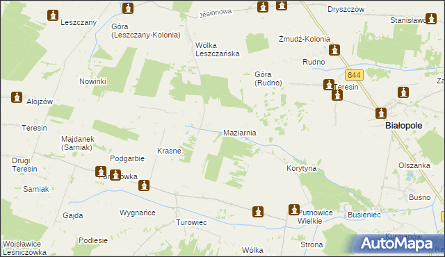 mapa Maziarnia gmina Żmudź, Maziarnia gmina Żmudź na mapie Targeo