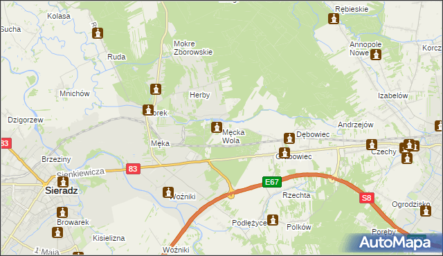 mapa Męcka Wola, Męcka Wola na mapie Targeo