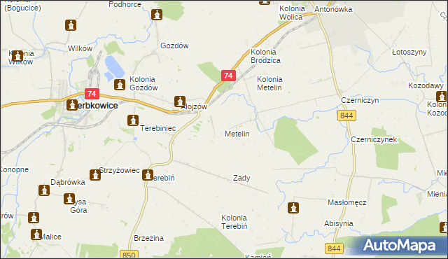 mapa Metelin gmina Hrubieszów, Metelin gmina Hrubieszów na mapie Targeo