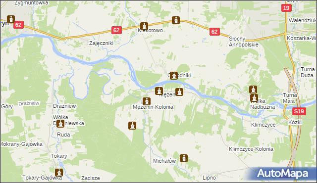 mapa Mężenin gmina Platerów, Mężenin gmina Platerów na mapie Targeo