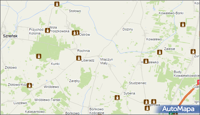 mapa Miączyn Mały, Miączyn Mały na mapie Targeo