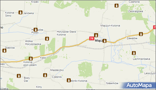 mapa Miączyn-Stacja, Miączyn-Stacja na mapie Targeo