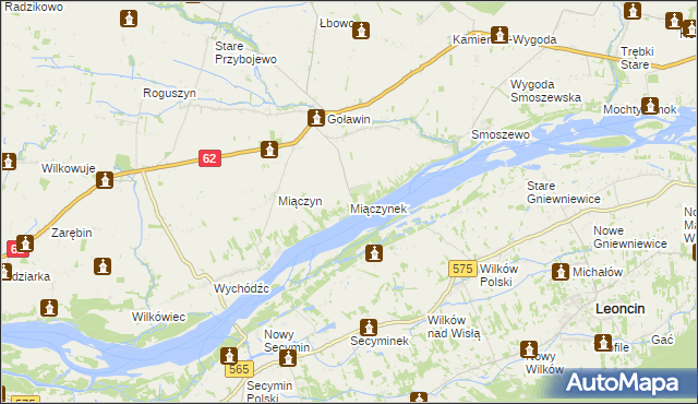 mapa Miączynek, Miączynek na mapie Targeo