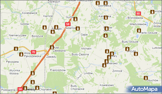 mapa Michalin gmina Mszczonów, Michalin gmina Mszczonów na mapie Targeo