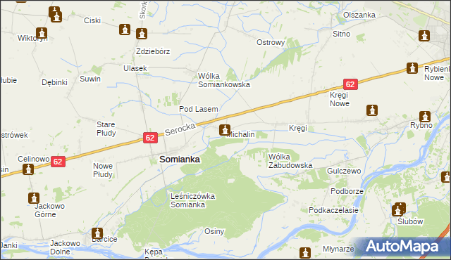 mapa Michalin gmina Somianka, Michalin gmina Somianka na mapie Targeo