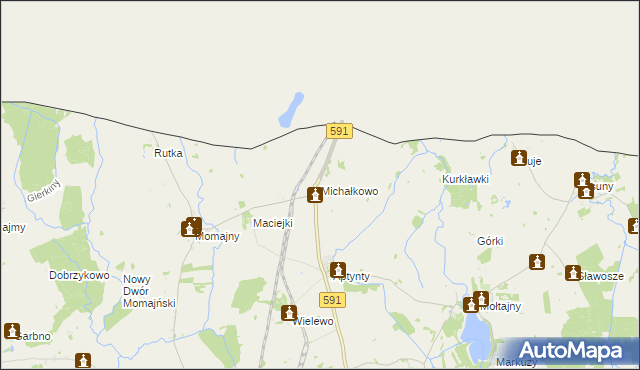 mapa Michałkowo gmina Barciany, Michałkowo gmina Barciany na mapie Targeo