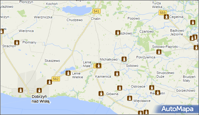 mapa Michałkowo gmina Dobrzyń nad Wisłą, Michałkowo gmina Dobrzyń nad Wisłą na mapie Targeo