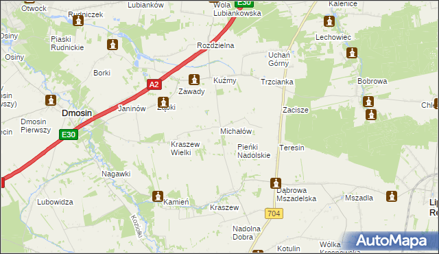 mapa Michałów gmina Dmosin, Michałów gmina Dmosin na mapie Targeo