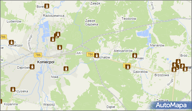 mapa Michałów gmina Koniecpol, Michałów gmina Koniecpol na mapie Targeo