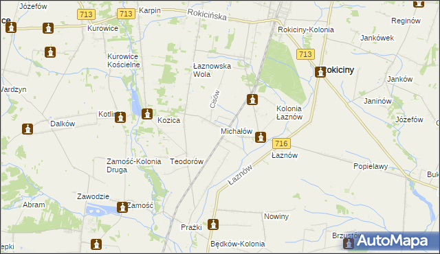 mapa Michałów gmina Rokiciny, Michałów gmina Rokiciny na mapie Targeo