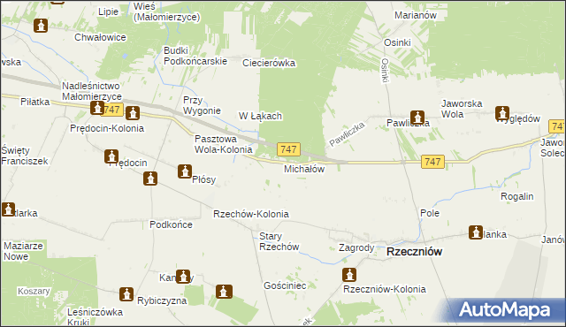 mapa Michałów gmina Rzeczniów, Michałów gmina Rzeczniów na mapie Targeo