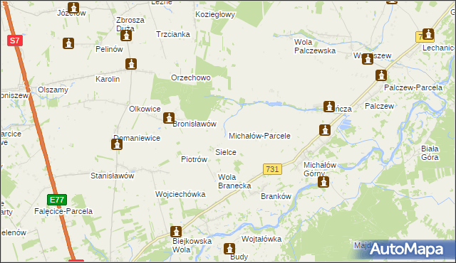 mapa Michałów-Parcele, Michałów-Parcele na mapie Targeo