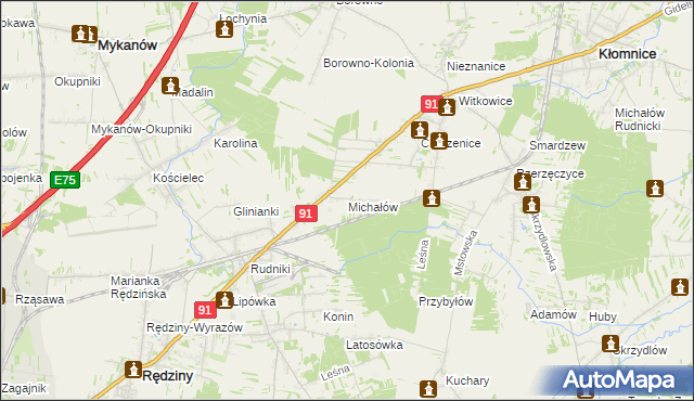 mapa Michałów Rudnicki, Michałów Rudnicki na mapie Targeo