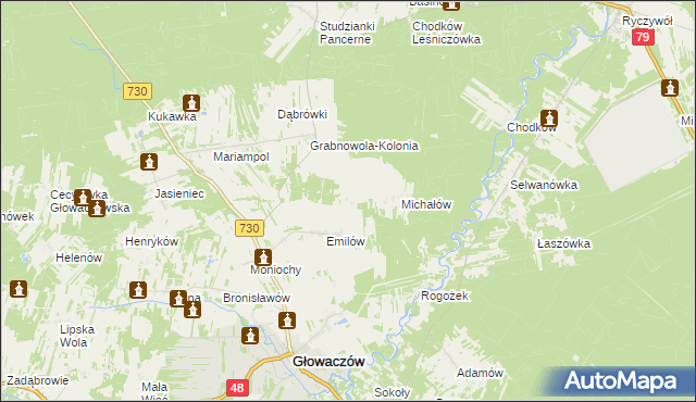 mapa Michałówek gmina Głowaczów, Michałówek gmina Głowaczów na mapie Targeo