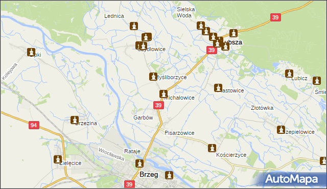 mapa Michałowice gmina Lubsza, Michałowice gmina Lubsza na mapie Targeo