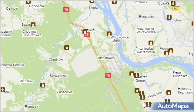 mapa Michałówka gmina Kozienice, Michałówka gmina Kozienice na mapie Targeo