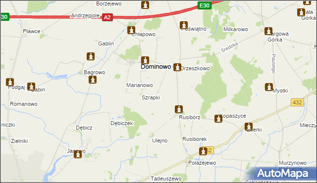 mapa Michałowo gmina Dominowo, Michałowo gmina Dominowo na mapie Targeo