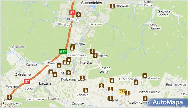 mapa Michniów, Michniów na mapie Targeo