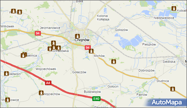 mapa Michów gmina Chojnów, Michów gmina Chojnów na mapie Targeo