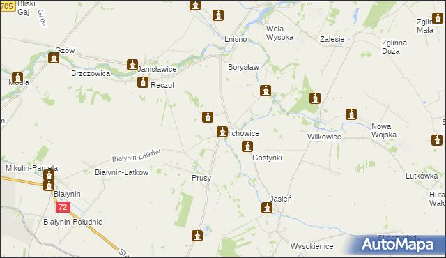 mapa Michowice gmina Głuchów, Michowice gmina Głuchów na mapie Targeo