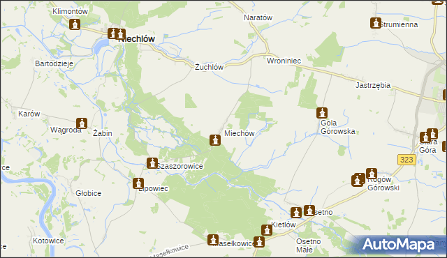 mapa Miechów gmina Niechlów, Miechów gmina Niechlów na mapie Targeo