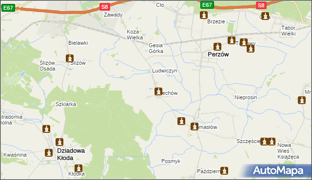 mapa Miechów gmina Perzów, Miechów gmina Perzów na mapie Targeo