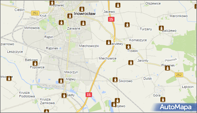 mapa Miechowice gmina Inowrocław, Miechowice gmina Inowrocław na mapie Targeo