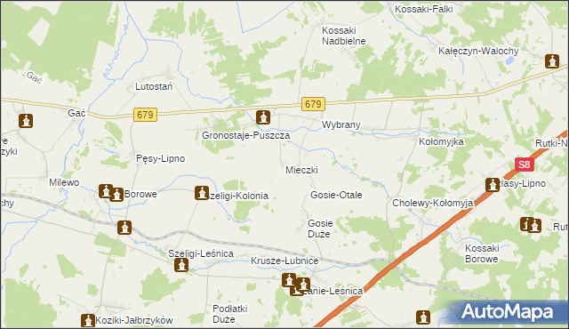 mapa Mieczki gmina Rutki, Mieczki gmina Rutki na mapie Targeo