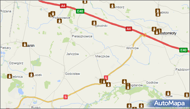 mapa Mieczków gmina Kostomłoty, Mieczków gmina Kostomłoty na mapie Targeo