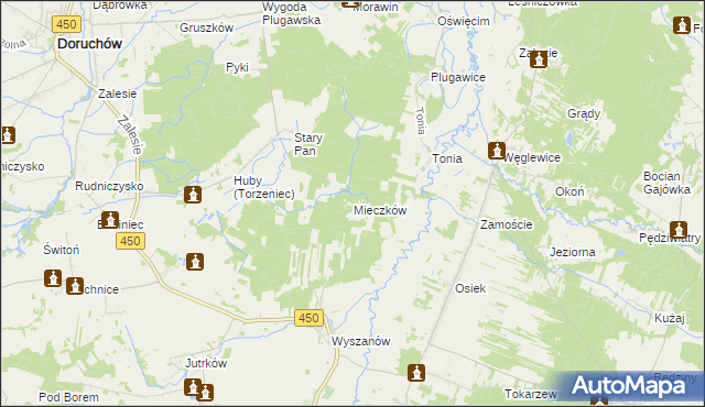 mapa Mieczków gmina Wieruszów, Mieczków gmina Wieruszów na mapie Targeo