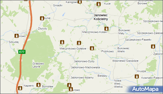 mapa Miecznikowo-Sowy, Miecznikowo-Sowy na mapie Targeo