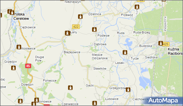 mapa Miejsce Odrzańskie, Miejsce Odrzańskie na mapie Targeo