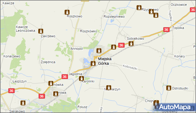 mapa Miejska Górka, Miejska Górka na mapie Targeo