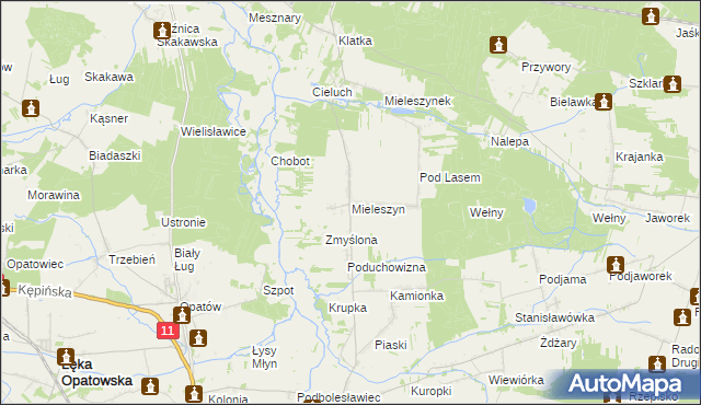 mapa Mieleszyn gmina Bolesławiec, Mieleszyn gmina Bolesławiec na mapie Targeo