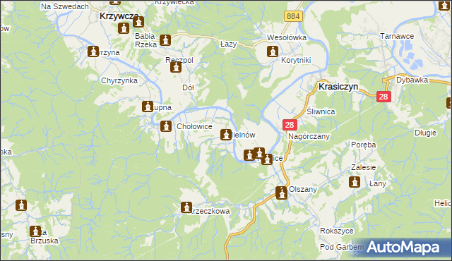 mapa Mielnów, Mielnów na mapie Targeo