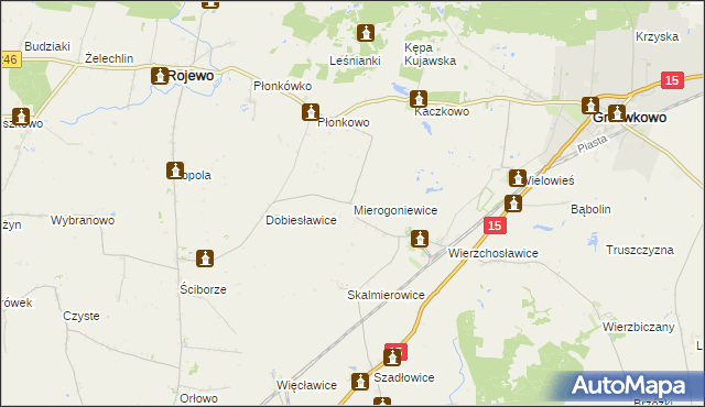 mapa Mierogoniewice, Mierogoniewice na mapie Targeo