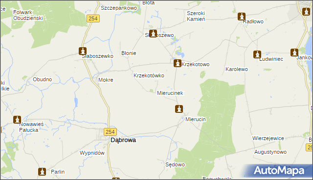 mapa Mierucinek, Mierucinek na mapie Targeo