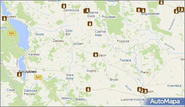 mapa Mierzęcin gmina Szczutowo, Mierzęcin gmina Szczutowo na mapie Targeo