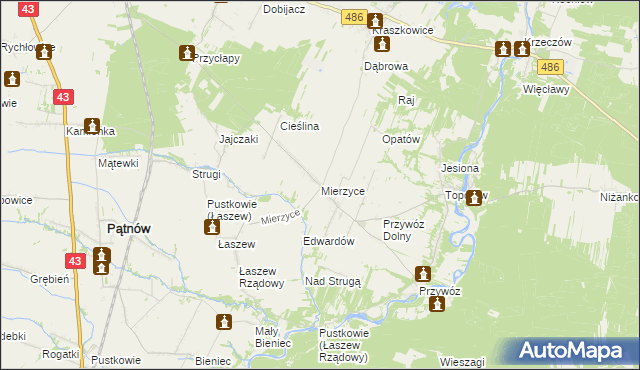 mapa Mierzyce, Mierzyce na mapie Targeo