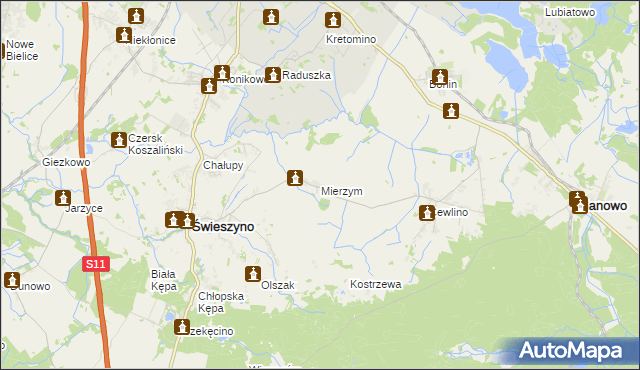 mapa Mierzym, Mierzym na mapie Targeo