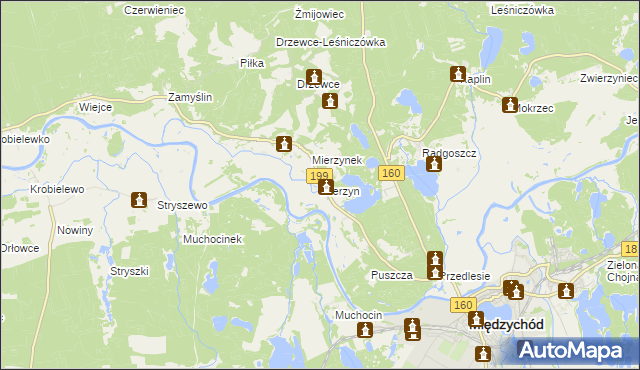 mapa Mierzyn gmina Międzychód, Mierzyn gmina Międzychód na mapie Targeo