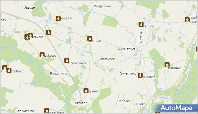 mapa Mierzynek gmina Karlino, Mierzynek gmina Karlino na mapie Targeo