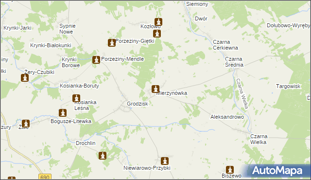 mapa Mierzynówka, Mierzynówka na mapie Targeo