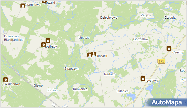 mapa Mieszałki, Mieszałki na mapie Targeo