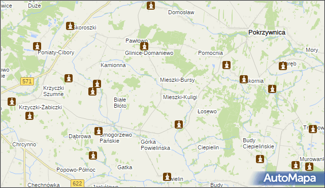 mapa Mieszki-Kuligi, Mieszki-Kuligi na mapie Targeo